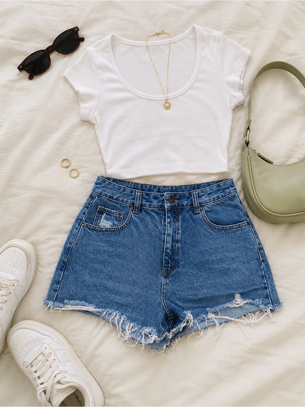 Cotton On High Rise Mom Denim Shorts Size 10 Distressed Raw Hem